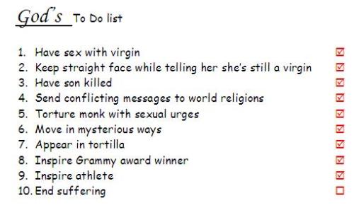 God's to-do list